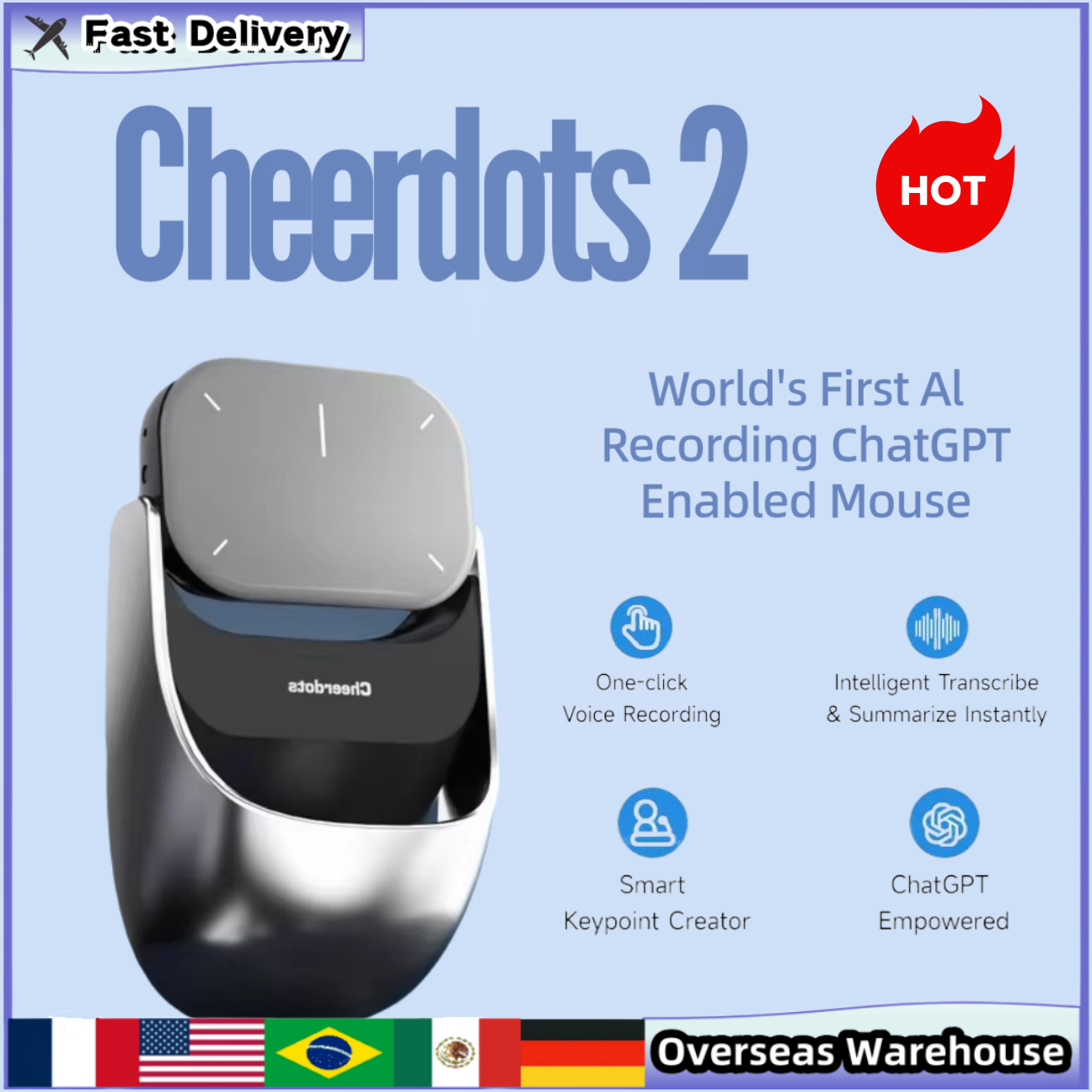 Laser Pointer Presenter - Cheerdots 2 무선 제어 ChatGpt 분리형