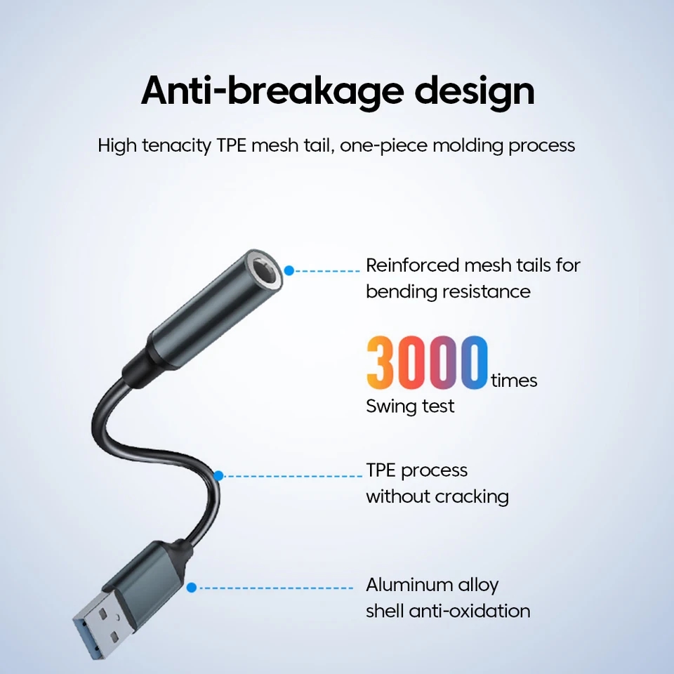 Usb Sound Card External - HiFi USB-3.5mm 오디오 어댑터 스튜디오 헤드폰