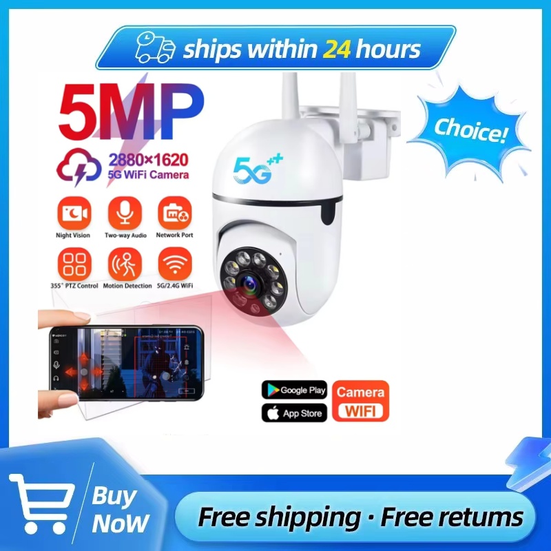 5G 와이파이 비디오 감시 카메라 5MP CCTV PT - Compact Camera Mirrorless 리뷰 및 가격