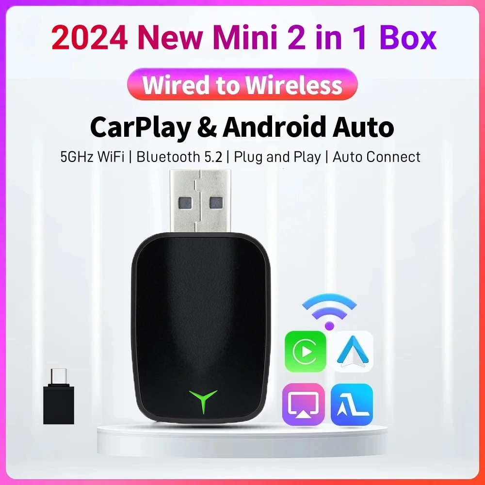 새로운 유선 무선 Carplay 안드로이드 2 In 1 - Gadgets For Electronics 리뷰 및 가격